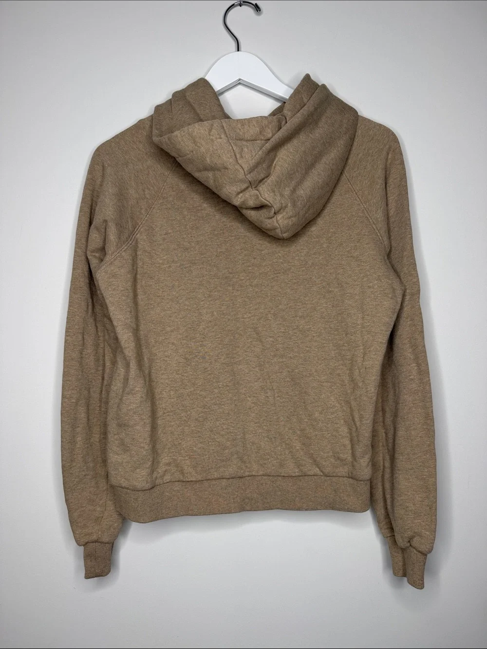 Tory Burch Women’s Size Small Tan Hoodie Travel Luxury Fall Neutral Cotton FLAW